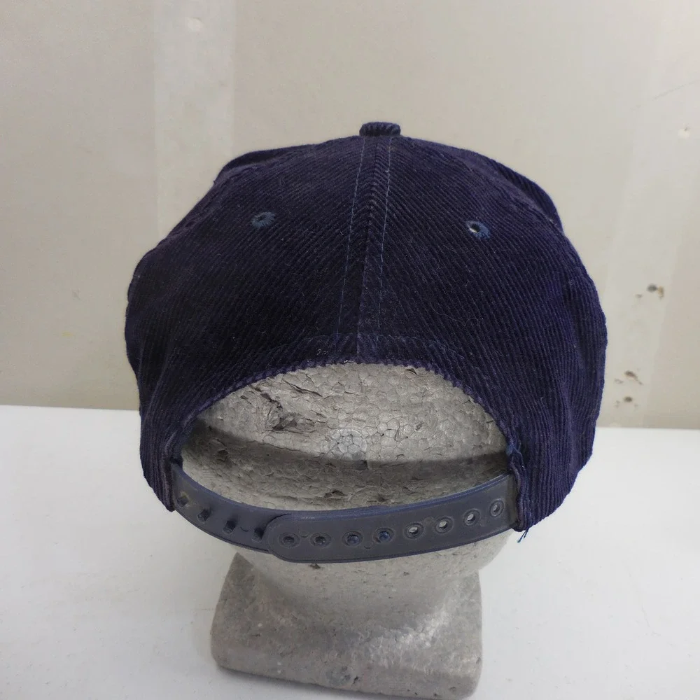 Vintage Ace Alaska Salmon Corduroy Snapback Hat Navy Blue Fish Rope Trucker OSFM
